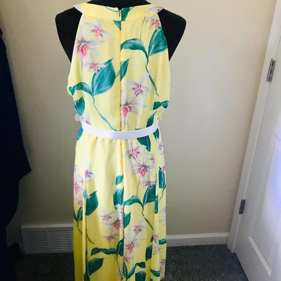 Tommy Hilfiger Yellow Midi Belted Dress Size 10 - Picture 2 of 6